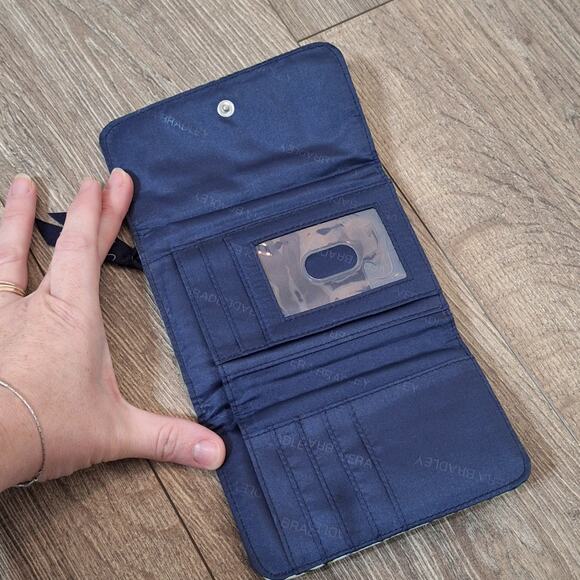 Vera Bradley blue green paisley tri-fold small wallet - Picture 2 of 5